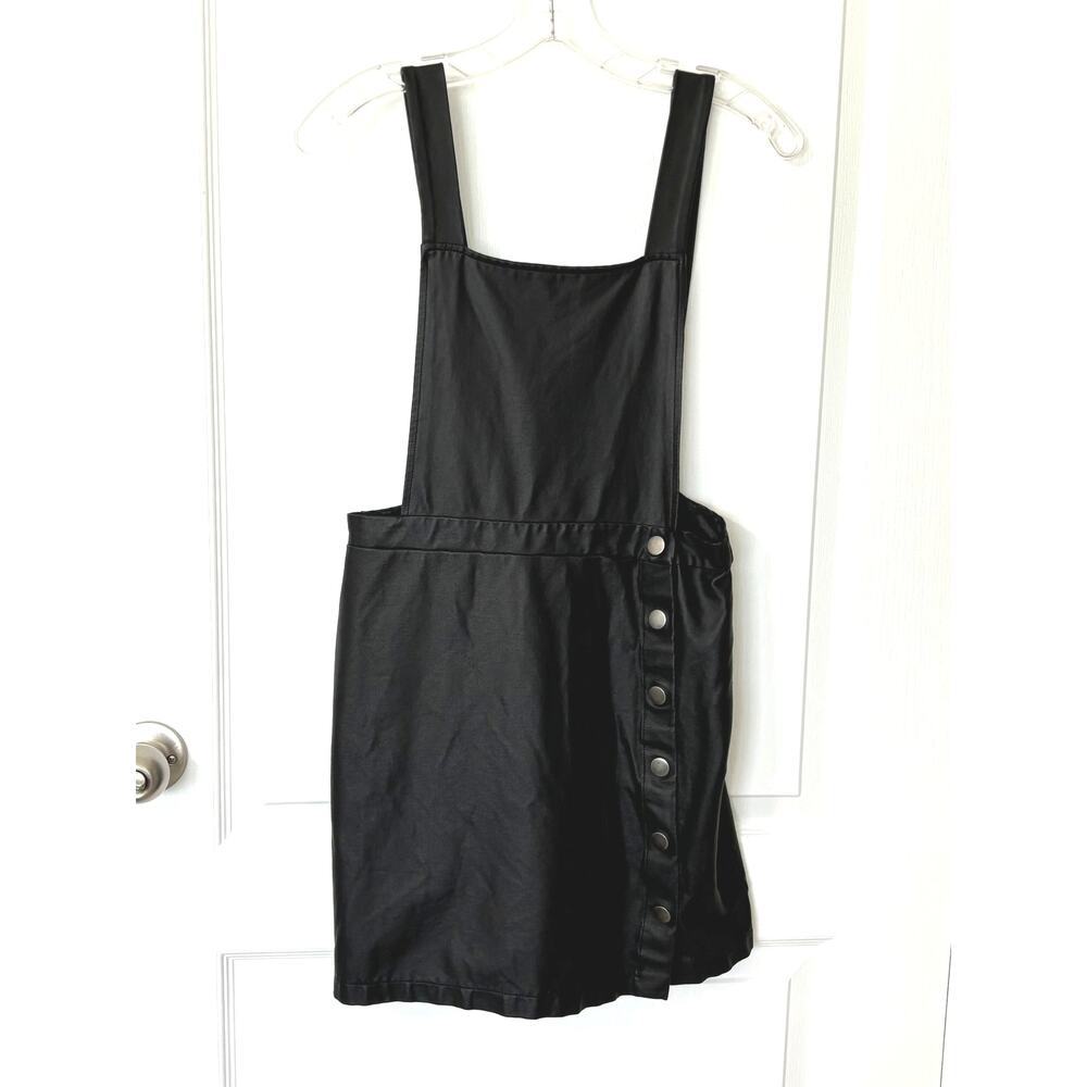 Wild Fable Small Black Vegan Faux Leather Jumper Mini Dress Academia Moto Casual - Picture 7 of 7